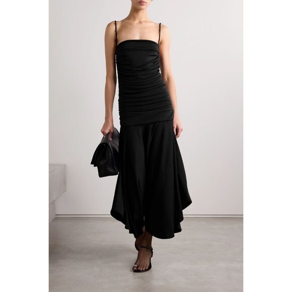Interior The Viradora Dress in Midnight Small New Womens Crepe Midi - Picture 16 of 16